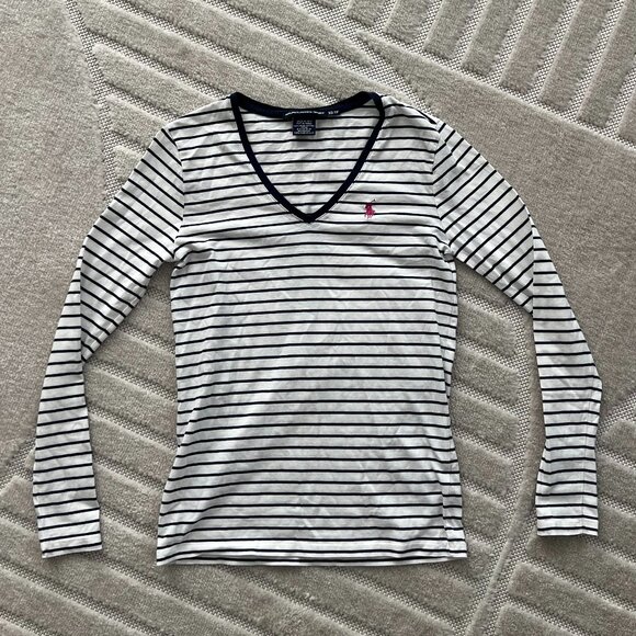 Polo Ralph Lauren V-Neck Striped Long Sleeve Top, in size XS - Picture 1 of 4
